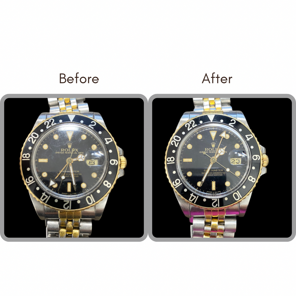 BEFORE AND AFTER - Overhaul, Crystal Polish and Ultrasonic Cleaning for Rolex