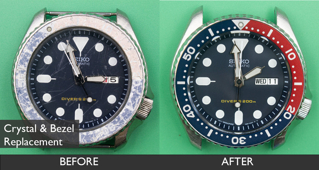 BEFORE AND AFTER CROWN REPLACEMENT FOR  SEIKO AUTOMATIC DIVING WATCH SKX009K1 WATCH  08-10-2021