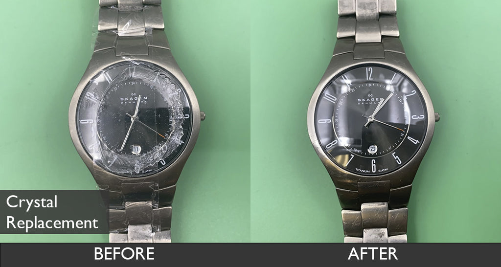 BEFORE AND AFTER WATCH CRYSTAL REPLACEMENT FOR SKAGEN Grey Titanium Links Watch 801XLTXM 08-22-2021