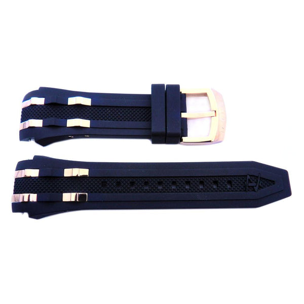 Authentic Invicta Subaqua 12882 Watch Band – Black Polyurethane & Rose Gold Plated, 29mm, Buckle Clasp