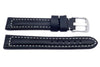Black Smooth White Stitched Leather Long Watch Strap