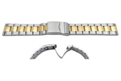 Hadley Roma Rolex Submariner Style Dual Tone Solid Link Watch Bracelet - Curved End