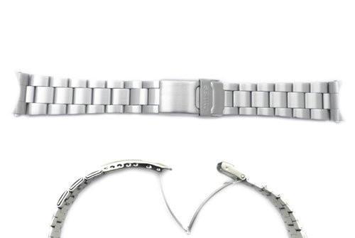 Seiko Silver Tone Stainless Steel 22mm Double Locking Fold-Over
