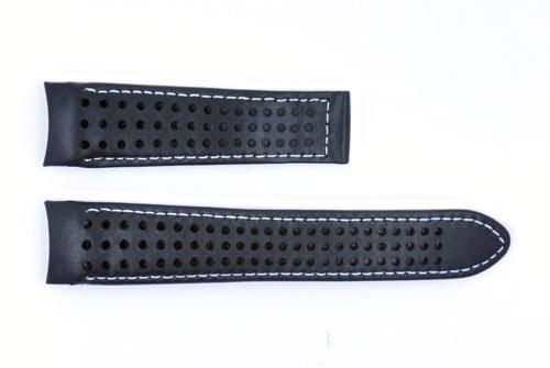 Genuine Movado 21mm Hole Design Genuine Black Leather Watch Strap - Main Image