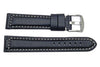 Black Leather Carbon Fiber Style Long Watch Band image