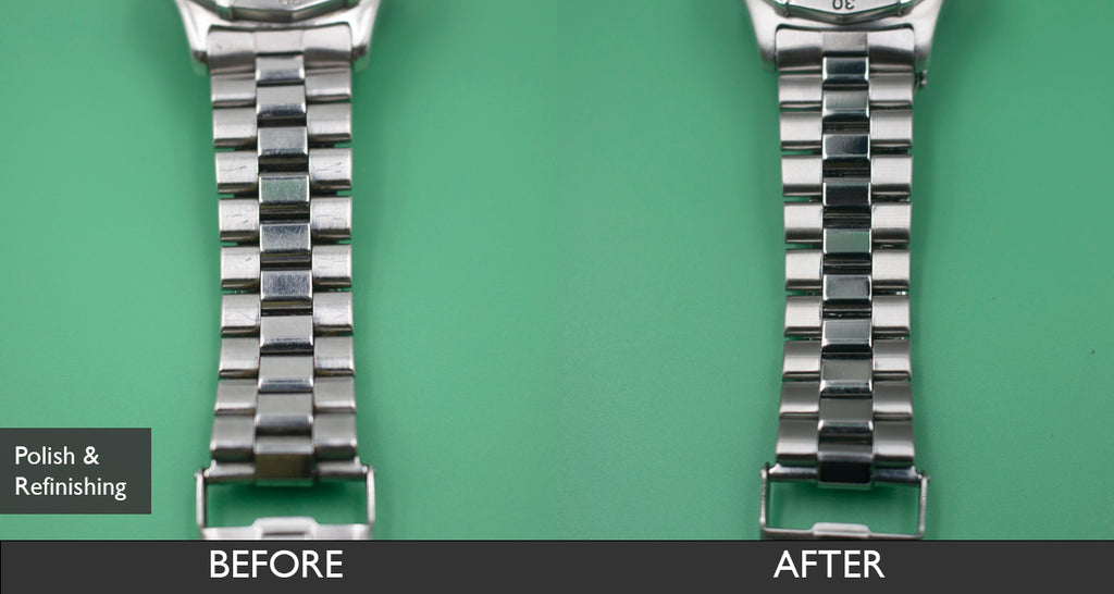 Before And After Bracelet Polishing For Tag Heuer 2000 Classic Automatic WK2116-0 07-03-2021