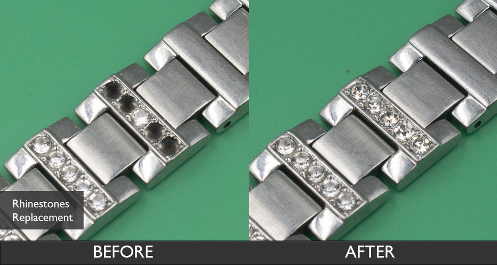 Before And After Rhinestones Replacement For Fossil Jesse Stainless Steel Watch 06-08-2021.