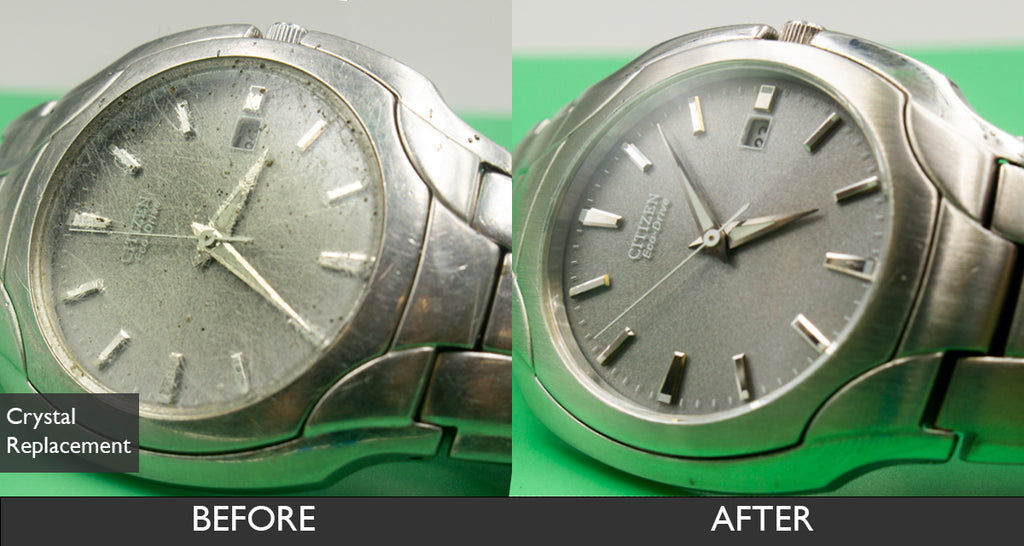 BEFORE AND AFTER WATCH CRYSTAL REPLACEMENT FOR CITIZEN ECO-DRIVE GREY DIAL MEN'S WATCH 07-25-2021