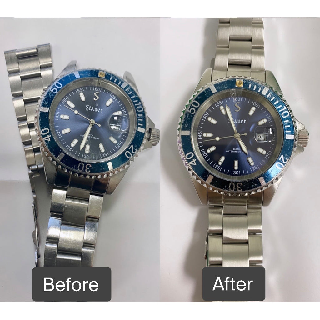 BEFORE AND AFTER CUSTOM BAND AND BATTERY SERVICE FOR Stauer 29220 Total Watch Repair