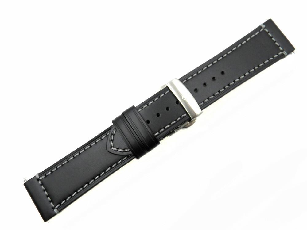 Anthracite military calfskin leather strap - 22 mm 521X