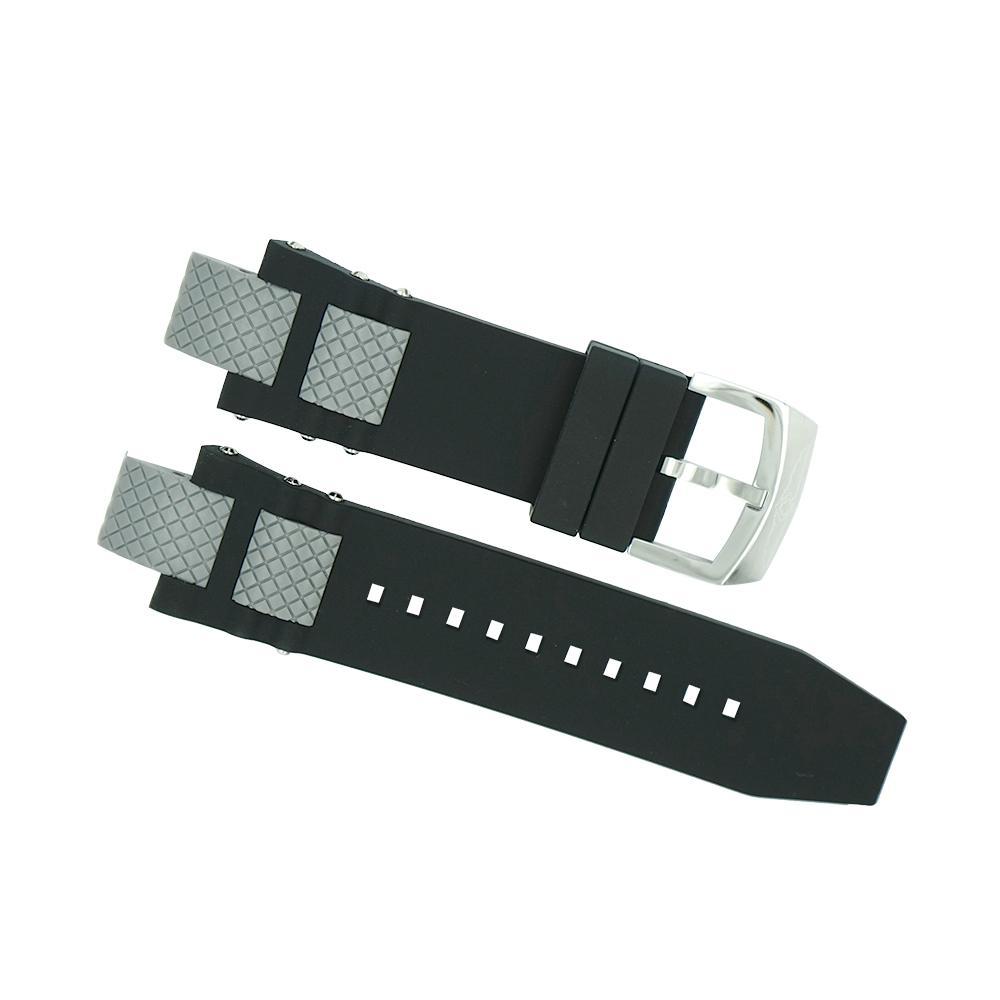invicta integrated black rubber and brush metal subaqua strap image