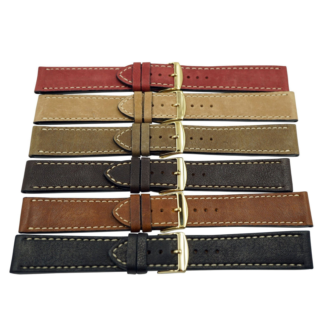 Rustic Vintage Genuine Leather With Ecru Stitch Handmade Watchband image