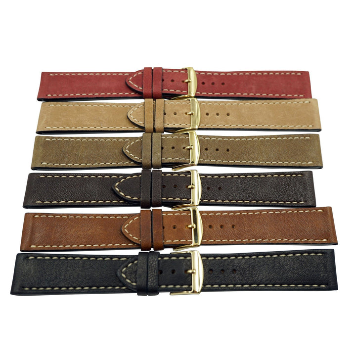 Rustic Vintage Genuine Leather With Ecru Stitch Handmade Watchband image