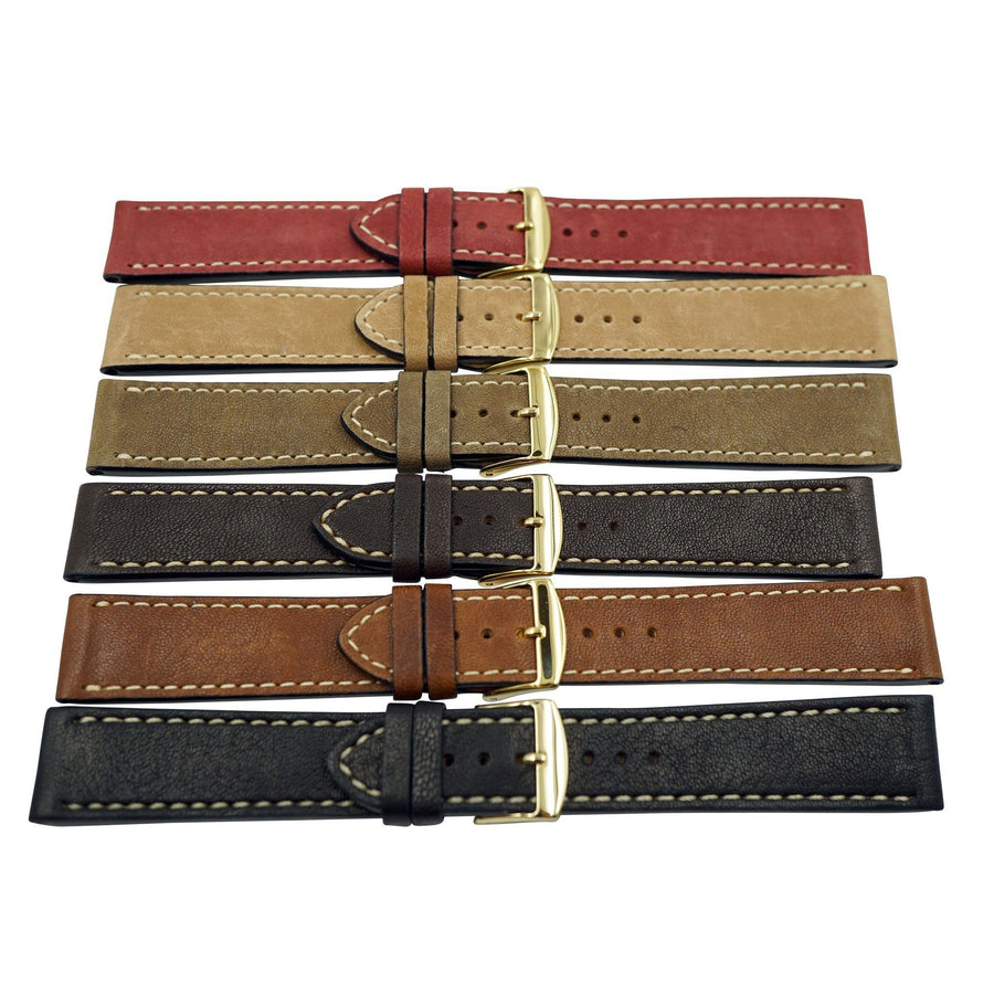 Rustic Vintage Genuine Leather With Ecru Stitch Handmade Watchband image