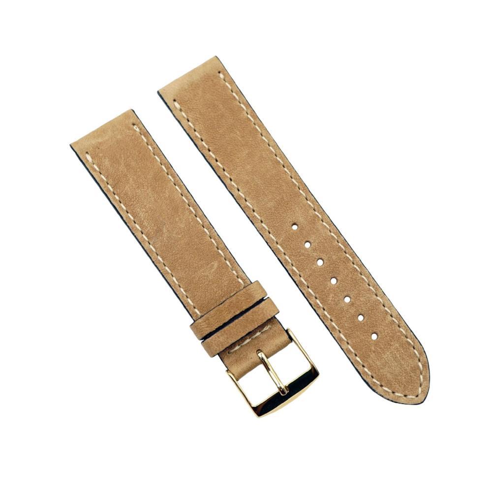 Rustic Vintage Genuine Leather With Ecru Stitch Handmade Watchband image
