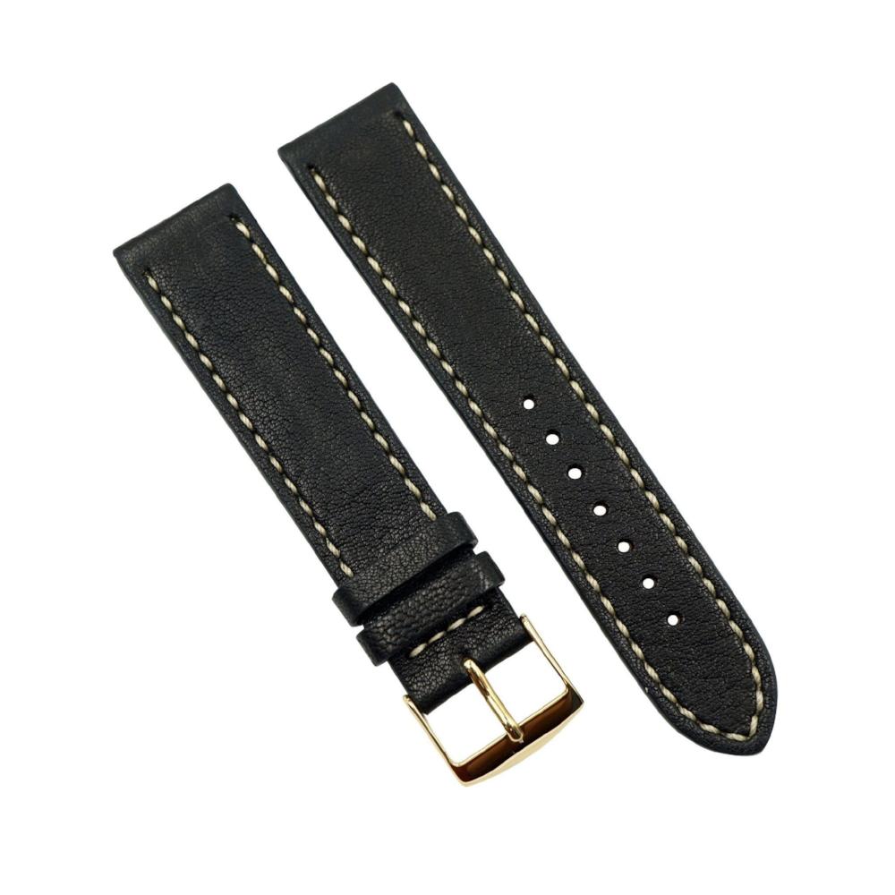 Rustic Vintage Genuine Leather With Ecru Stitch Handmade Watchband image