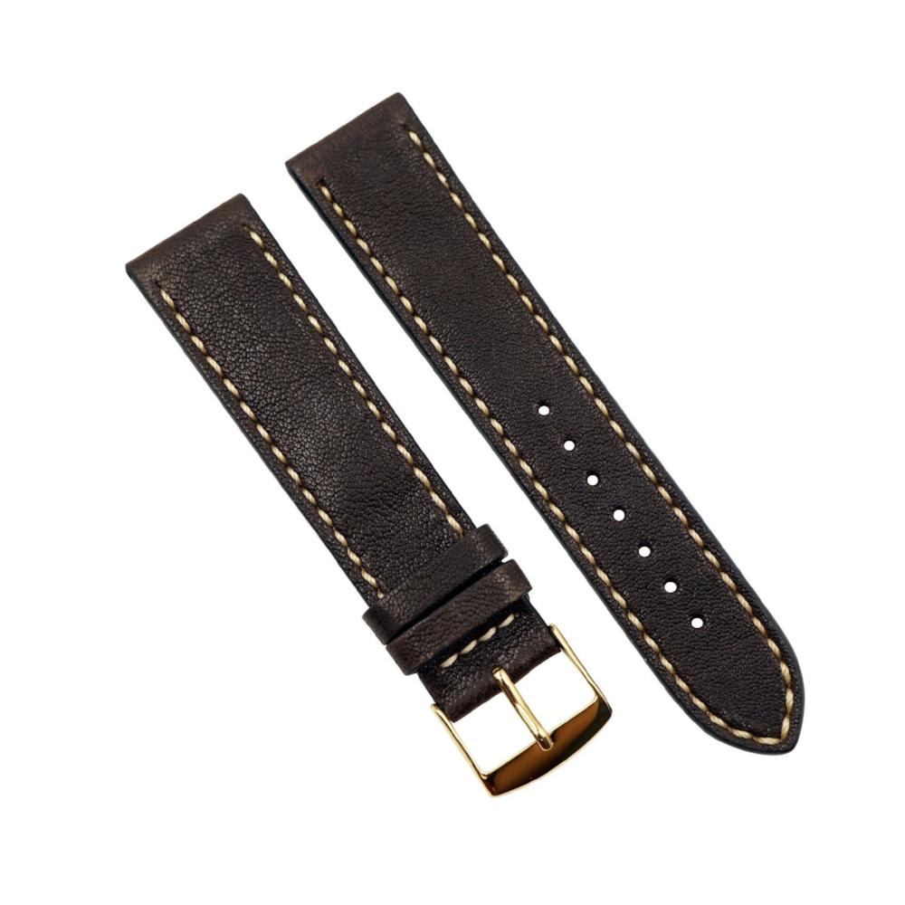 Rustic Vintage Genuine Leather With Ecru Stitch Handmade Watchband image