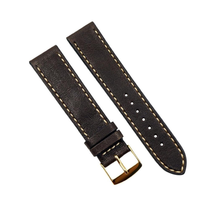 Rustic Vintage Genuine Leather With Ecru Stitch Handmade Watchband image