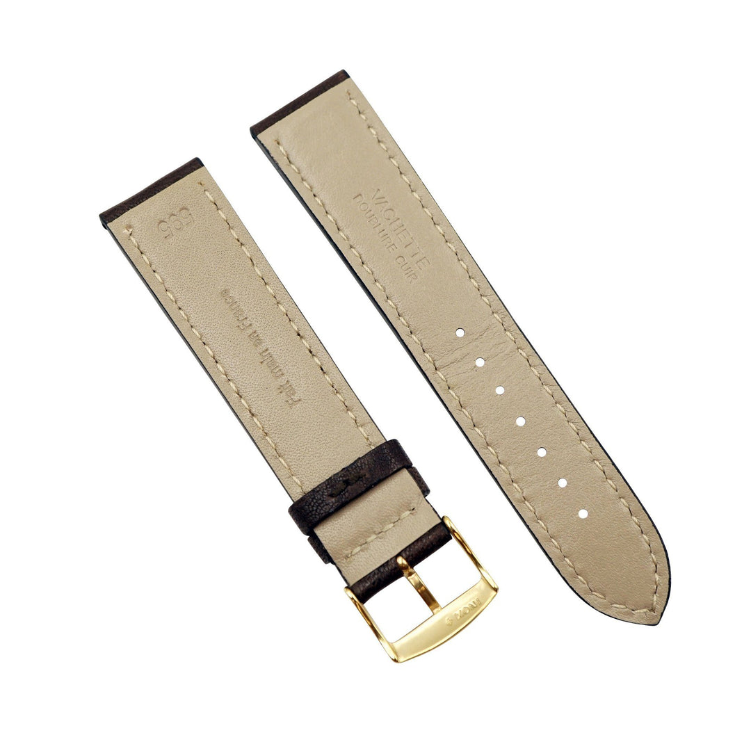 Rustic Vintage Genuine Leather With Ecru Stitch Handmade Watchband image