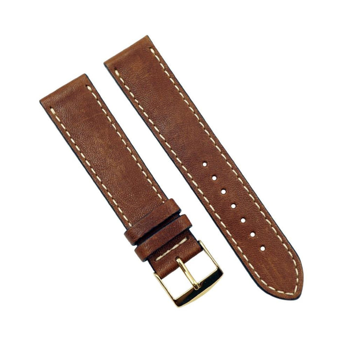 Rustic Vintage Genuine Leather With Ecru Stitch Handmade Watchband image