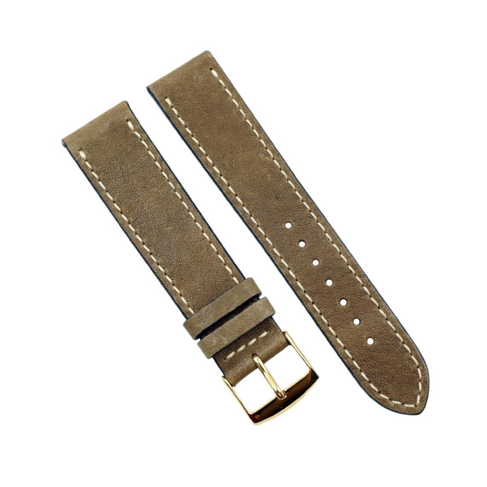 Rustic Vintage Genuine Leather With Ecru Stitch Handmade Watchband image