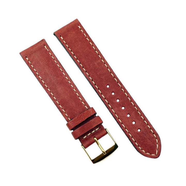 Rustic Vintage Genuine Leather With Ecru Stitch Handmade Watchband image