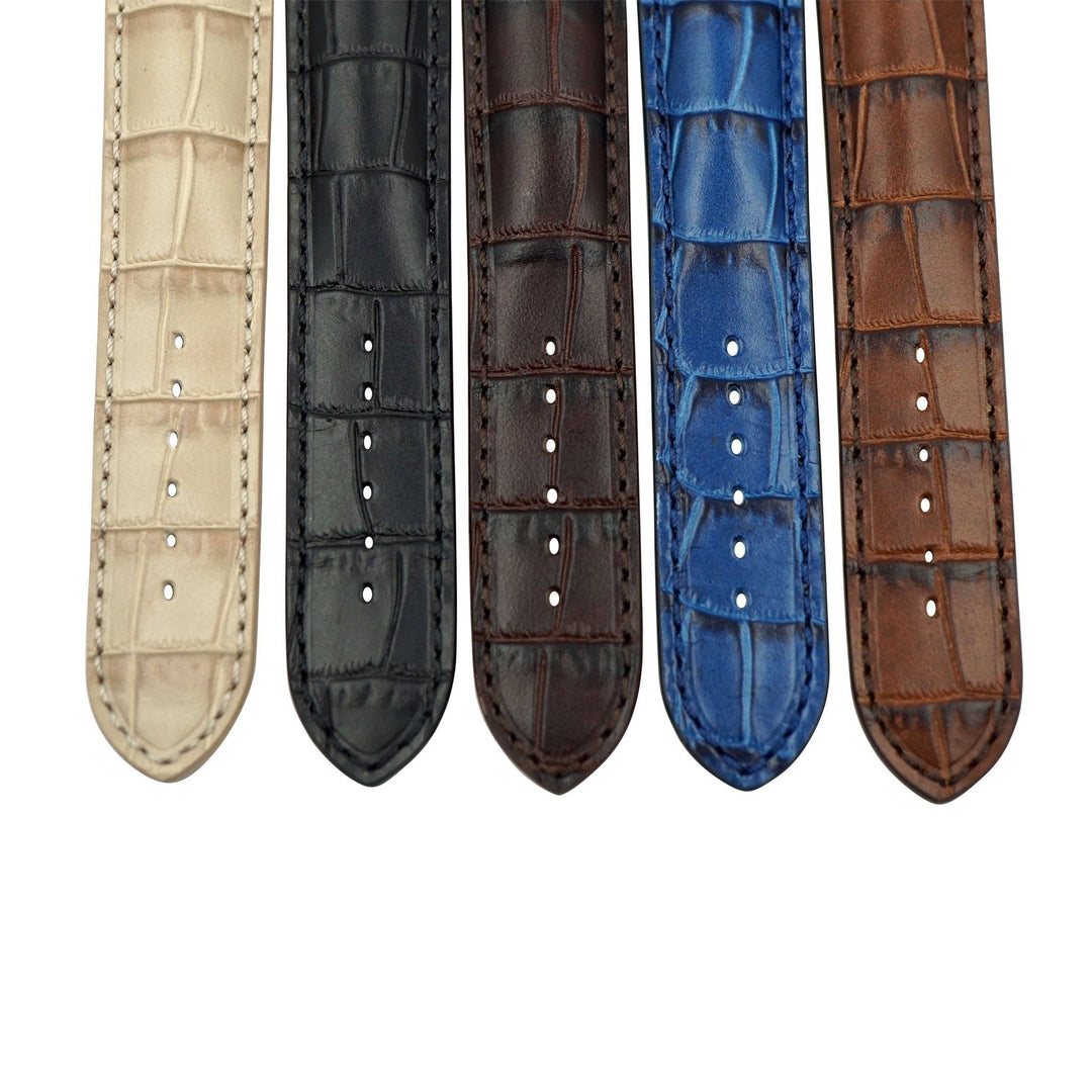 Genuine Leather Embossed Alligator Grain Heavy Padded Watchband image