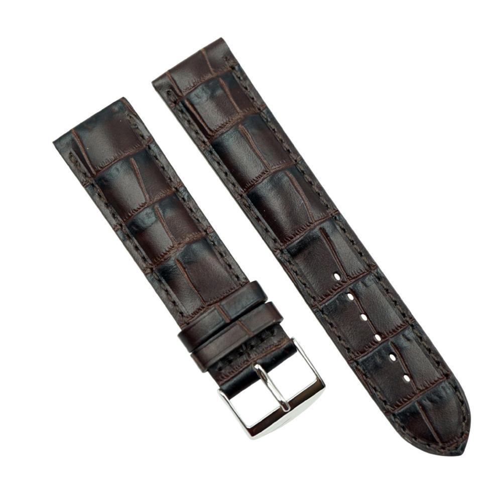 Genuine Leather Embossed Alligator Grain Heavy Padded Watchband image
