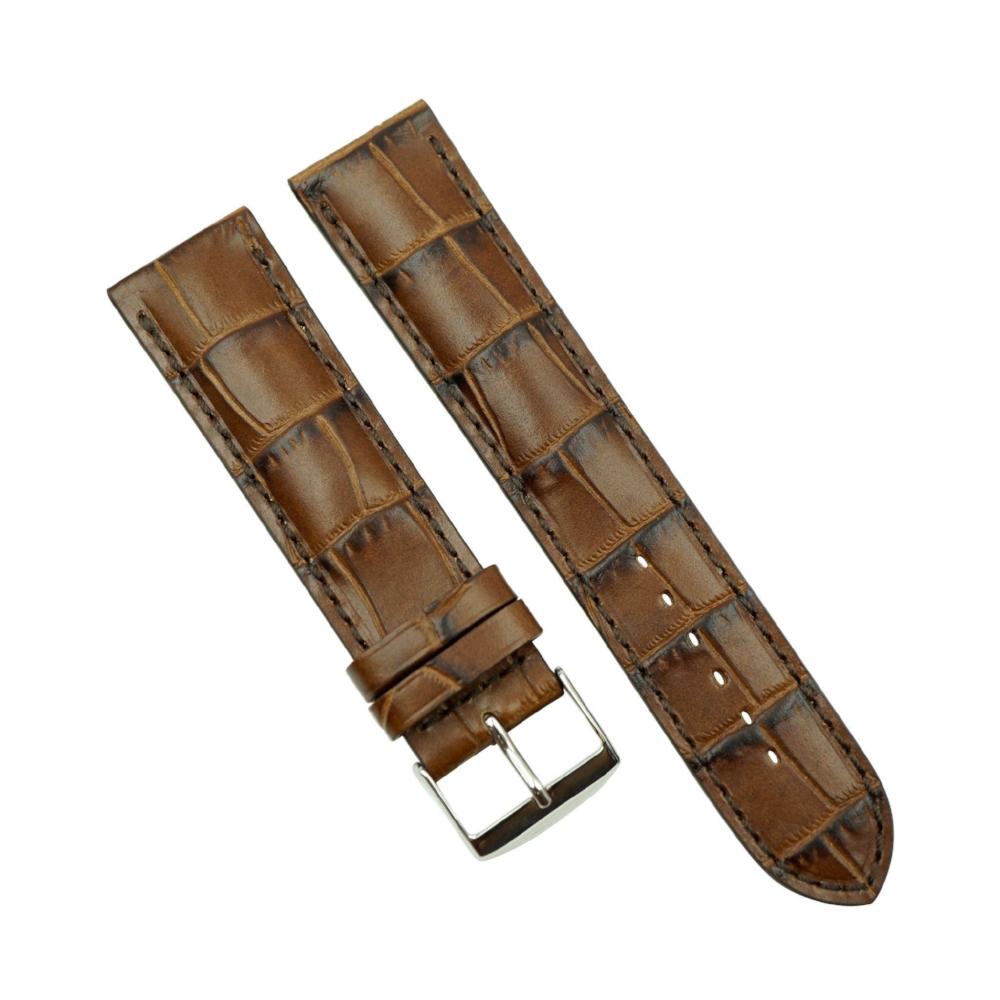 Genuine Leather Embossed Alligator Grain Heavy Padded Watchband image