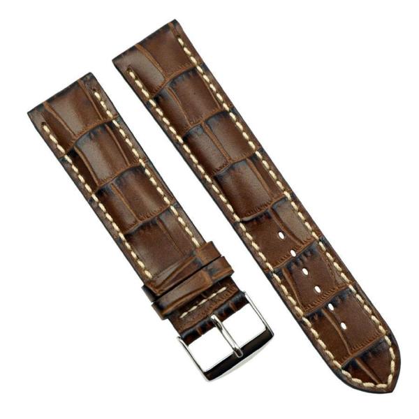 Genuine Leather Embossed Alligator Grain Heavy Padded Watch Band image