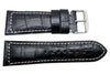 North American Alligator Grain Textured Leather Watch Strap With White Stitching image