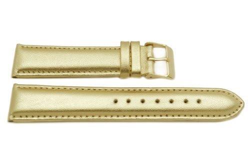 Genuine Leather Gold Metallic Watch Band