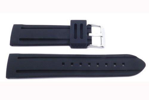 Genuine Silicone Heavy Duty 22mm B-RB104 Black Watch Band