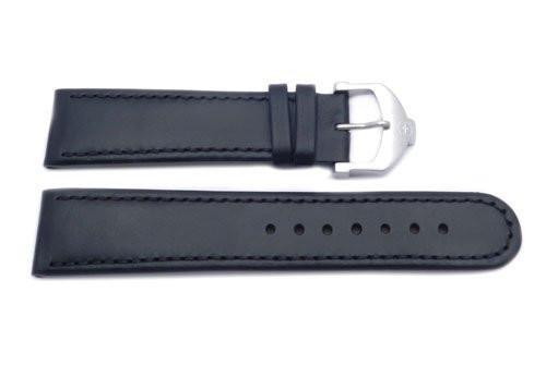 Genuine Swiss Army Black Smooth Leather Cavalier Watch Strap