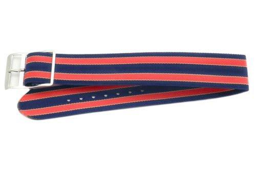 Blue and Red Striped Nylon B-5203 Watch Band