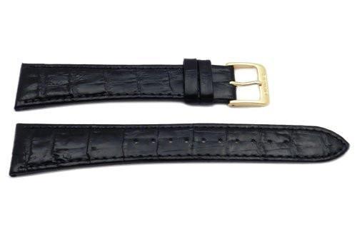 Seiko Black Leather Alligator Grain 20mm Long Watch Band