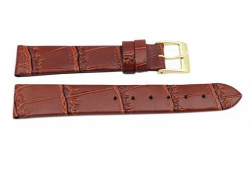 Brown Alligator Grain Leather Short Watch Band