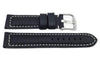 Black Smooth White Stitched Waterproof Leather Watch Band