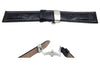 Black Alligator Grain Stitched Long Watch Strap with Deployment Clasp