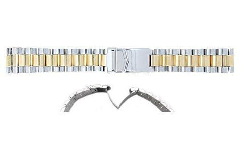 Hadley Roma Mens Dual Tone Solid Link Construction Watch Bracelet