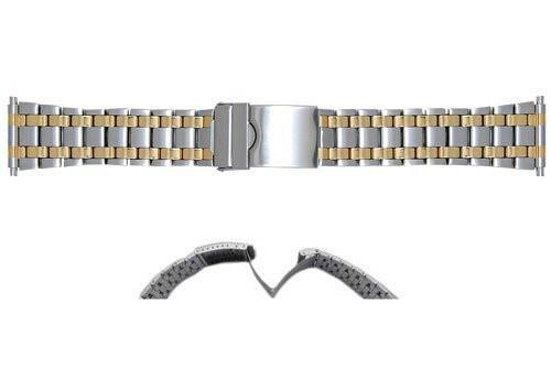 Hadley Roma Mens\' Wide Dual Tone Stainless Steel IP Gold Plating Watch  Bracelet | Total Watch Repair - MB9257T