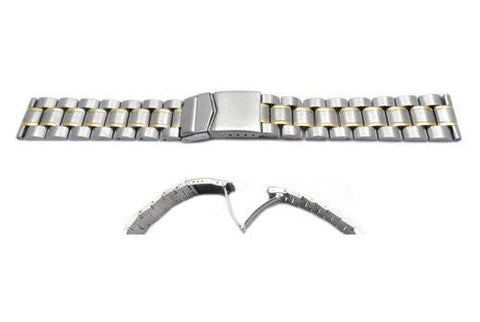 Hadley Roma 20mm Mens Solid Link Construction Dual Tone Watch Bracelet