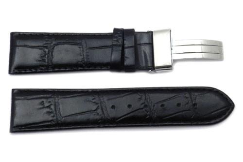 Genuine Textured Leather Pastel Alligator Grain Fold-Over Flip Clasp Watch Strap image