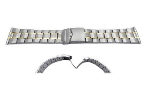 Hadley Roma Mens Dual Tone Wide Link Watch Bracelet