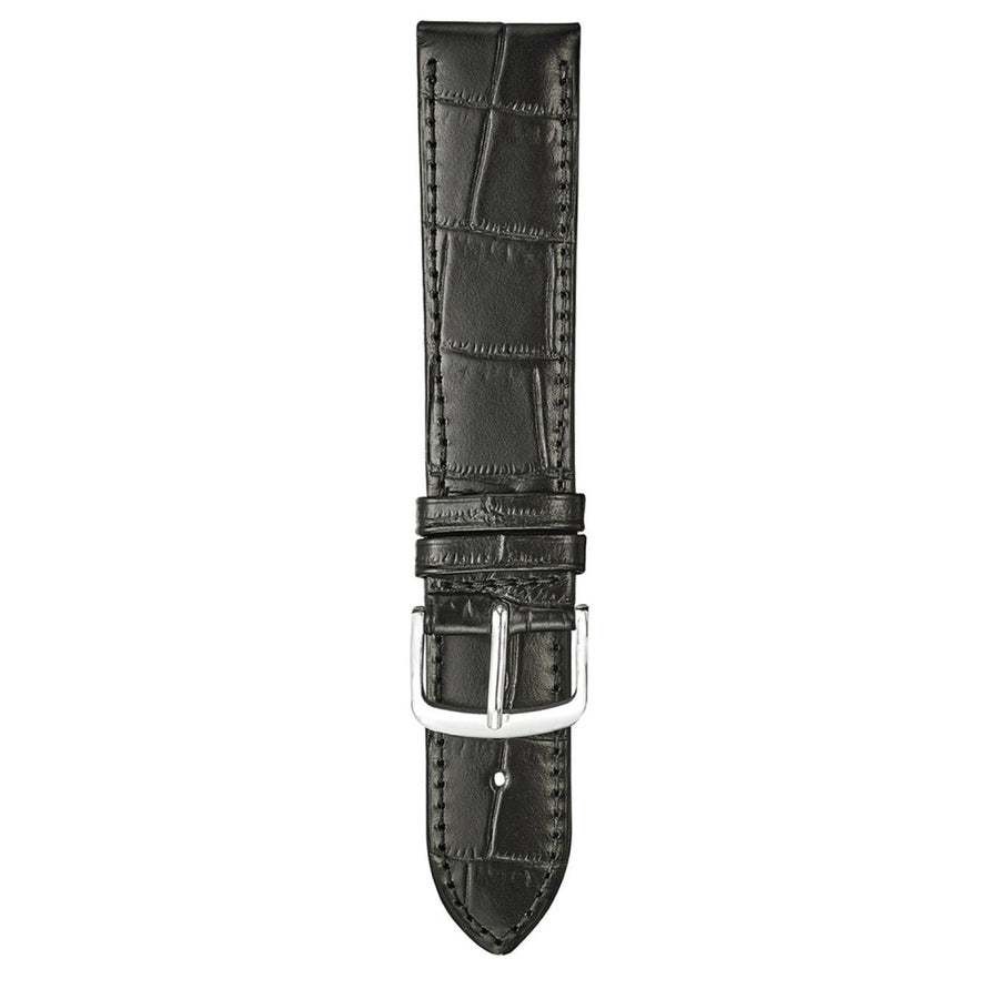 Padded and Stitched Matte Alligator Embossed Leather Watch Strap image