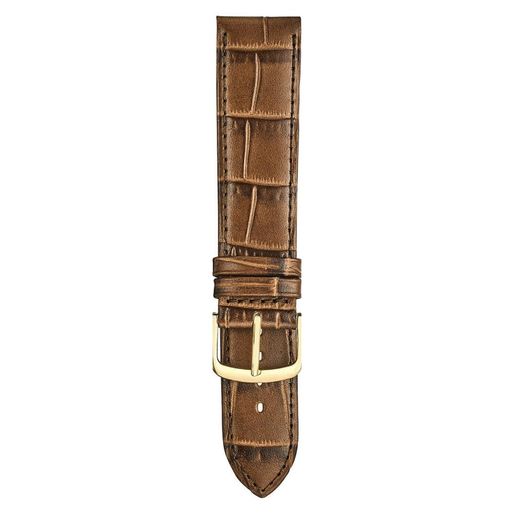 Padded and Stitched Matte Alligator Embossed Leather Watch Strap image