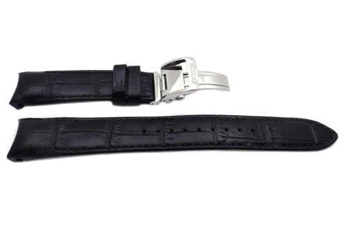 Seiko Black Genuine Textured Leather Deployment Clasp 20mm Watch Band Total Watch Repair 4KK6ZZ