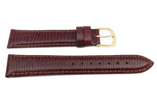 Genuine Leather Round Lizard Grain Brown Semi-Gloss Watch Strap