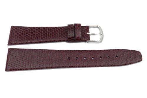 Genuine Textured Leather Round Lizard Grain Thin Burgundy Matte Watch Strap