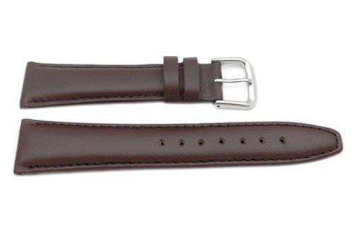 Genuine Smooth Leather Matte Tapered Edge Brown Watch Band